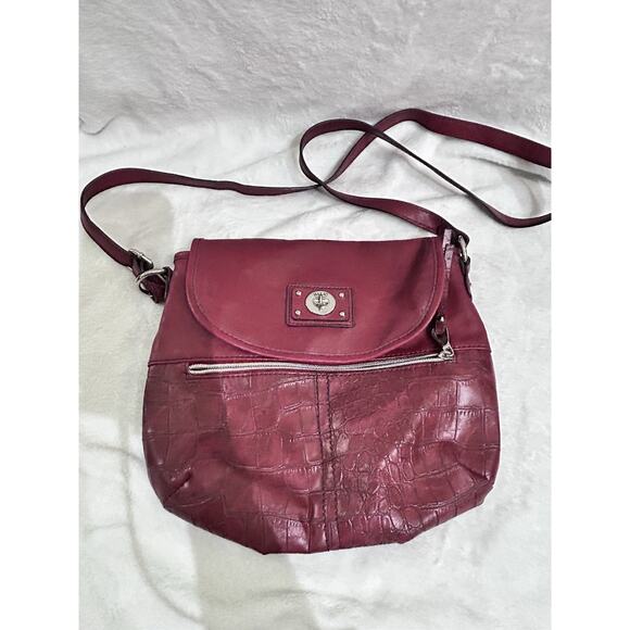 relic crossbody purse Red Pebbled And Croc Pattern Vegan Leather - Picture 1 of 7